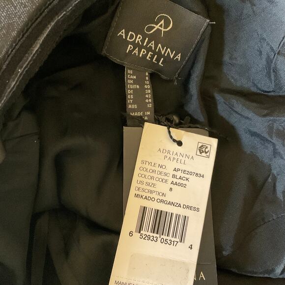 Adrianna Papell One Shoulder Ruffled A-Line Midi Cocktail Dress Black Size 8 - Picture 10 of 13